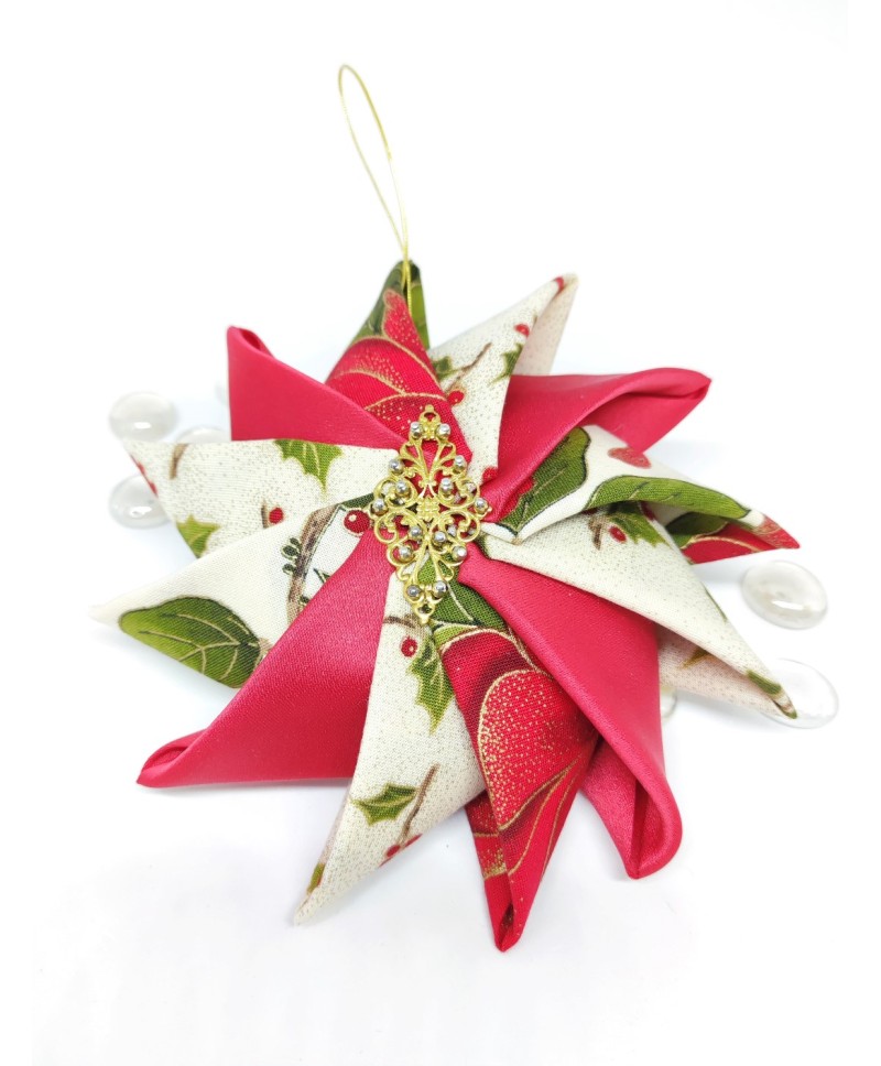 Red Poinsettia ornament Ada Quilted Creations